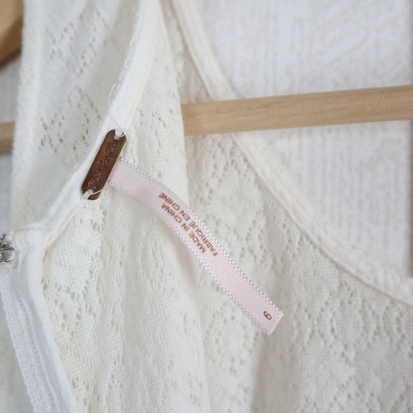 FREE PEOPLE beige cream daisy cut out sleeveless lined floral lace dress - Picture 12 of 13